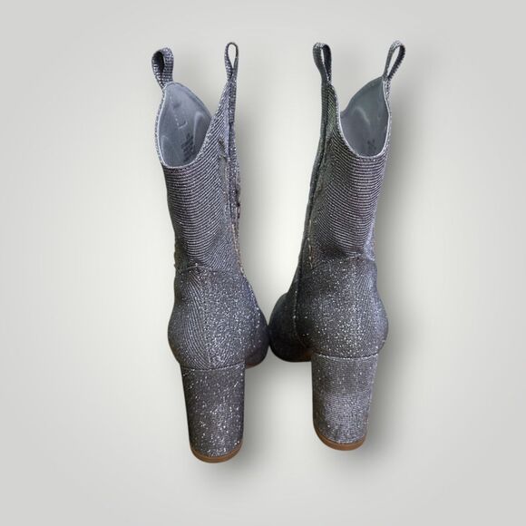 MIA Gypsi Glitter Western Boots Silver Size 6.5M - Picture 3 of 7